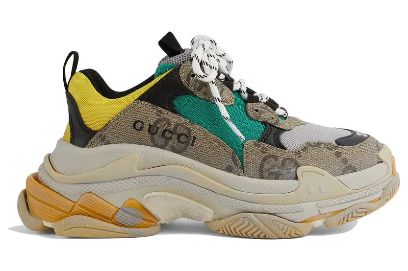 Gucci x Balenciaga The Hacker Project Triple S Beige Green Yellow (W) (677193UMO2 09766)