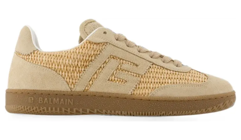 Balmain Swan Sneakers aus Wildleder – Nude (HN1VI735TRFI0BG)