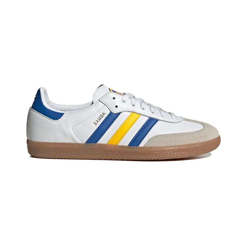 adidas Samba Leeds United FC Schuh Cloud White / Blue / Gum (IG0654)
