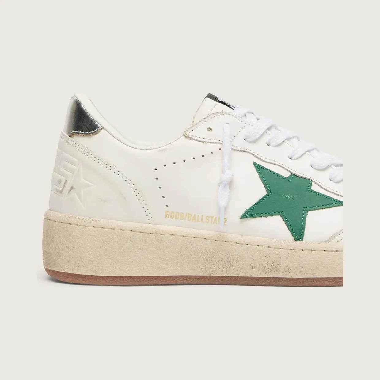 Golden Goose Ball Star With Green Leather Star And Metallic Leather Heel Tab (GMF00804.F006971.10630) (4)