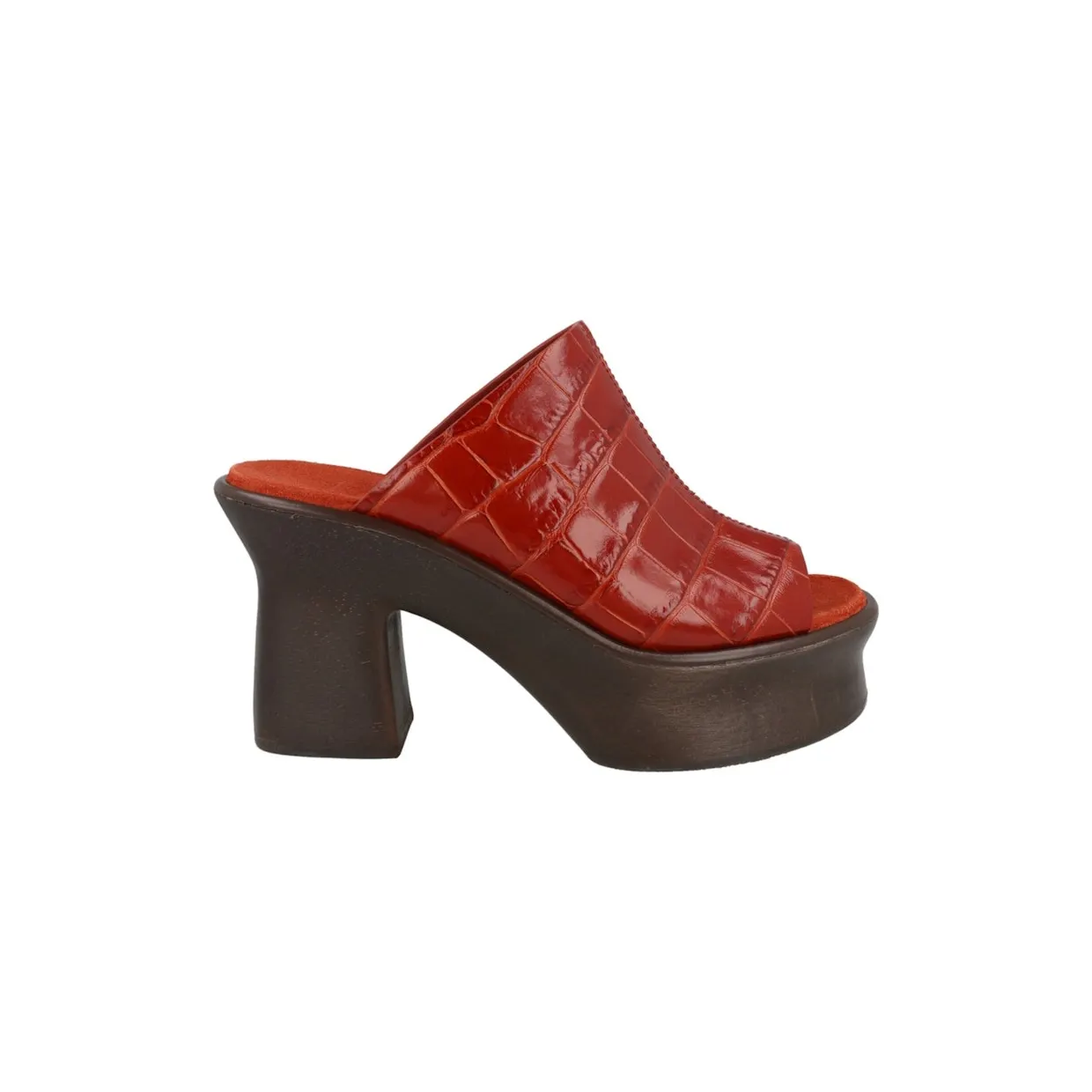 Ferragamo Samanta Croc-Embossed Platform Mules Rust (01E077-758219)