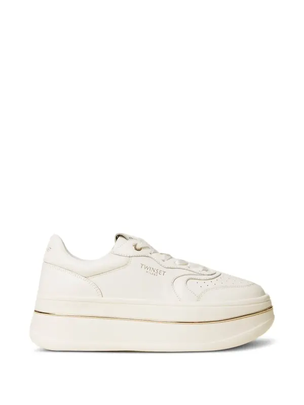 TWINSET Leren sneakers with plateauzool – White (261TCP01G)