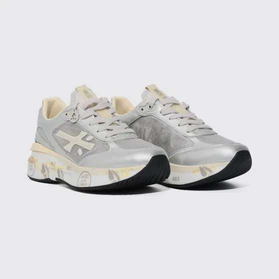Premiata Moerund Suede and Nylon Sneakers Silver (MOERUN8084)