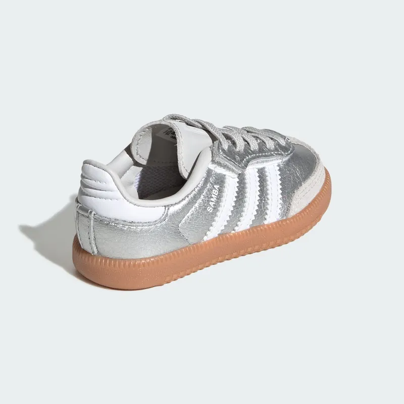 Adidas SAMBA OG COMFORT CLOSURE ELASTIC LACE Shoes Silver Metallic / Cloud White / Gum (KK2346)