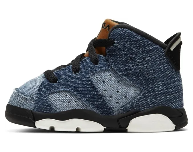 Air Jordan 6 Retro TD ‘Washed Denim’ Washed Denim/Sail/Varsity Red/Black (CV5488-401)