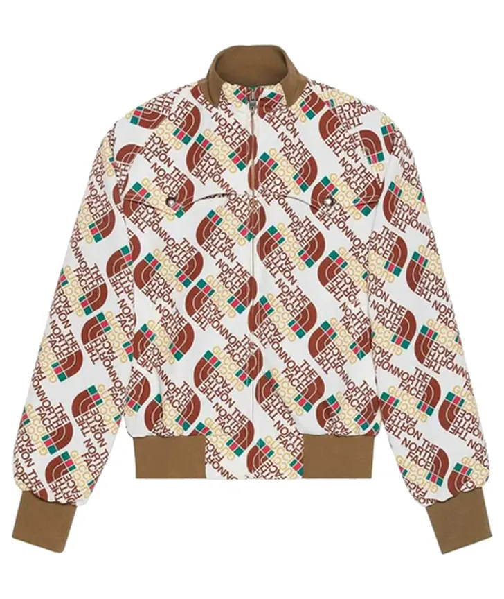 Luxury x The North Face Web Print Technical Jersey Jacket Brown/Beige (SS21) (BROWN/BEIGE)