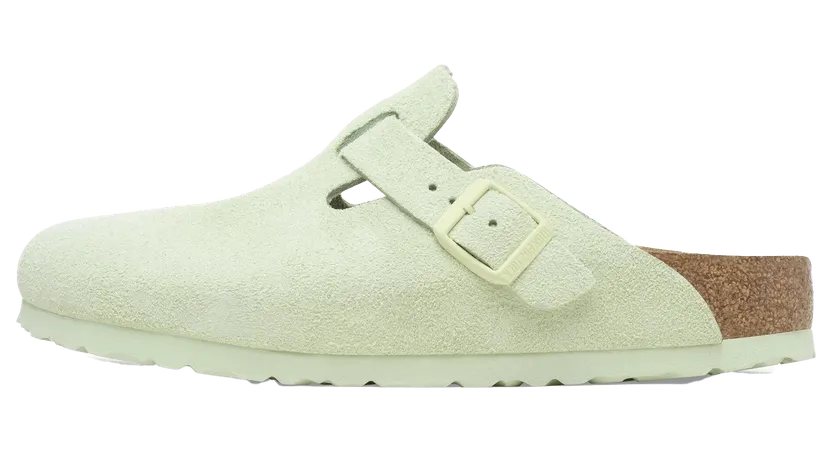 Birkenstock Boston Soft Footbed Suede Leather “Faded Lime – Narrow Fit” (1027678)