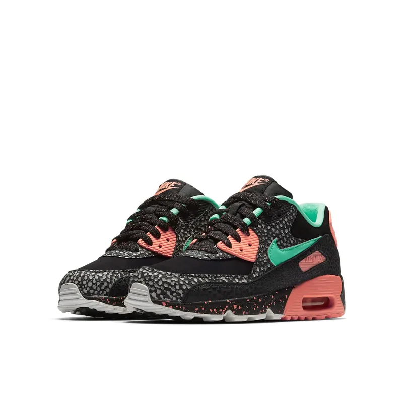 Nike  Air Max 90 Safari Black Green Glow Crimson Pulse (GS) Black/Green Glow-Crimson Pulse-Vast Grey (AJ2776-001)