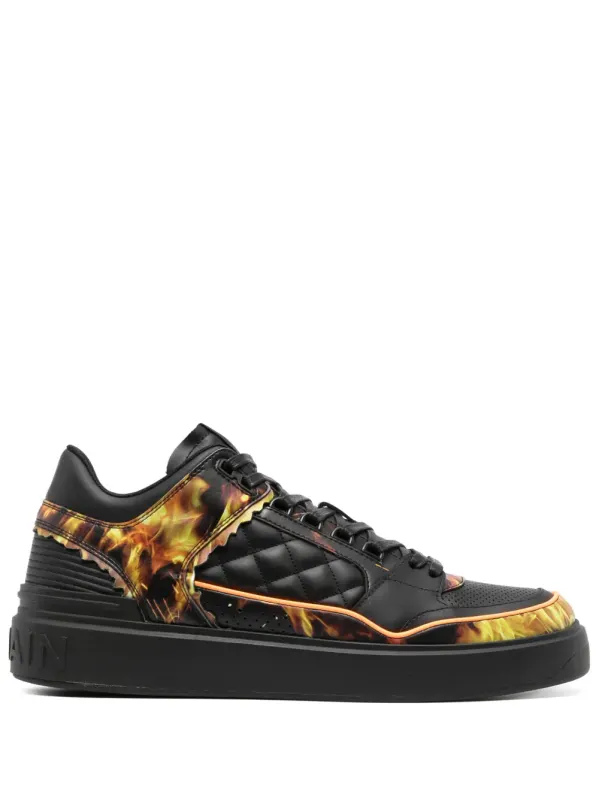 Balmain B-Court mit Flammen-Print – Black (AM0VI304THLF)