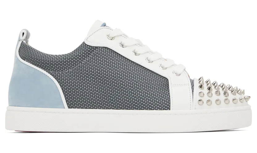 Christian Louboutin Blue & Gray Louis Junior Spikes Sneakers (3220170)