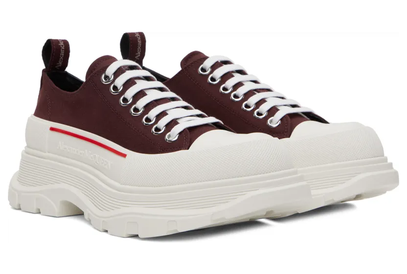 Alexander McQueen Burgundy Tread Slick Low Sneakers (705660W4V31) (4)