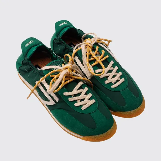 Puraai Panther Vegan Leather and Nylon Sneakers Green (PU602P035)