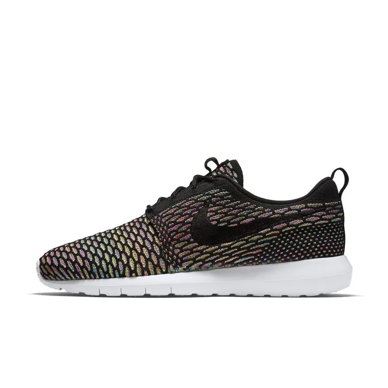 Nike Roshe Run Flyknit Multi-Color Black/Black-Pink Pow-Blue Glow (677243-013)