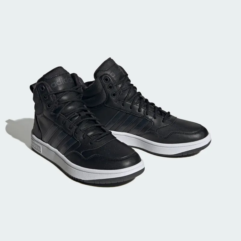Adidas Hoops 3.0 Mid Lifestyle Basketball Classic Fur Lining Winterized Core Black / Carbon / Cloud White (GW6434)