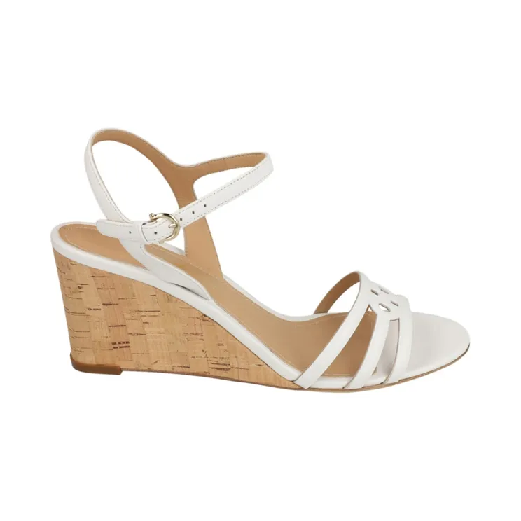 Ferragamo Fieri Leather Wedge Sandals White (01D701-753861-1C)