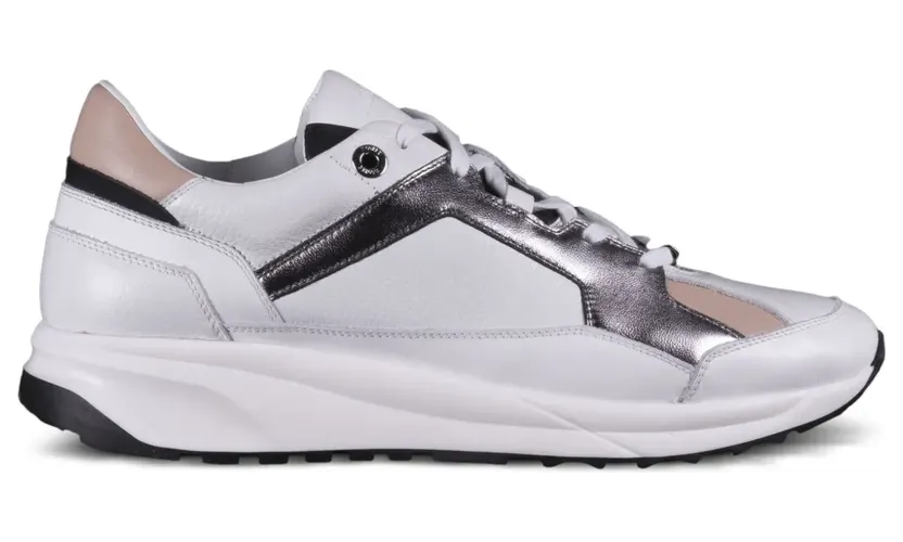 Moorer Leren low-top met metallic vlakken “White” (MODSN100002TEPAF13)
