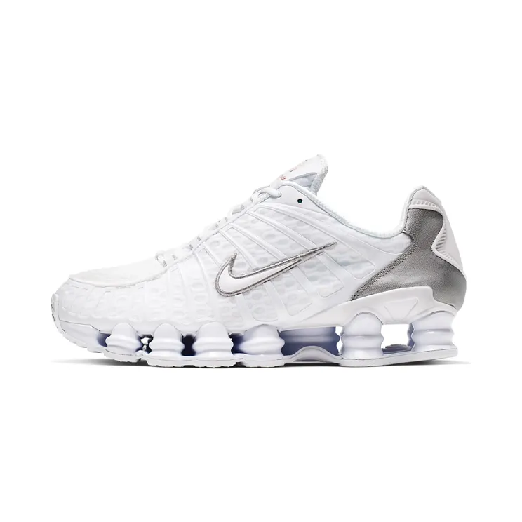 Nike Shox TL “White / Metallic Silver / Max Orange” (AV3595-100)