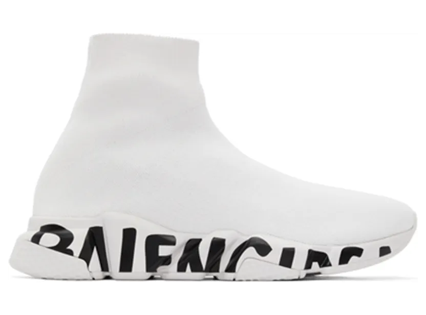 Balenciaga Speed Graffiti Trainers White Black (645334W2DB71901)