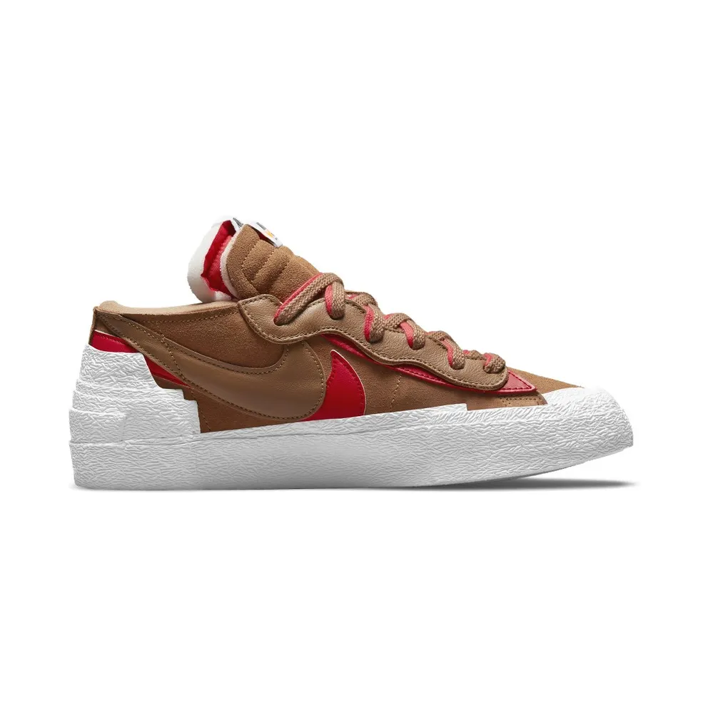 Nike x sacai Blazer Low British Tan (2021) – “Brtitish Tan / White / University Red” (DD1877-200)