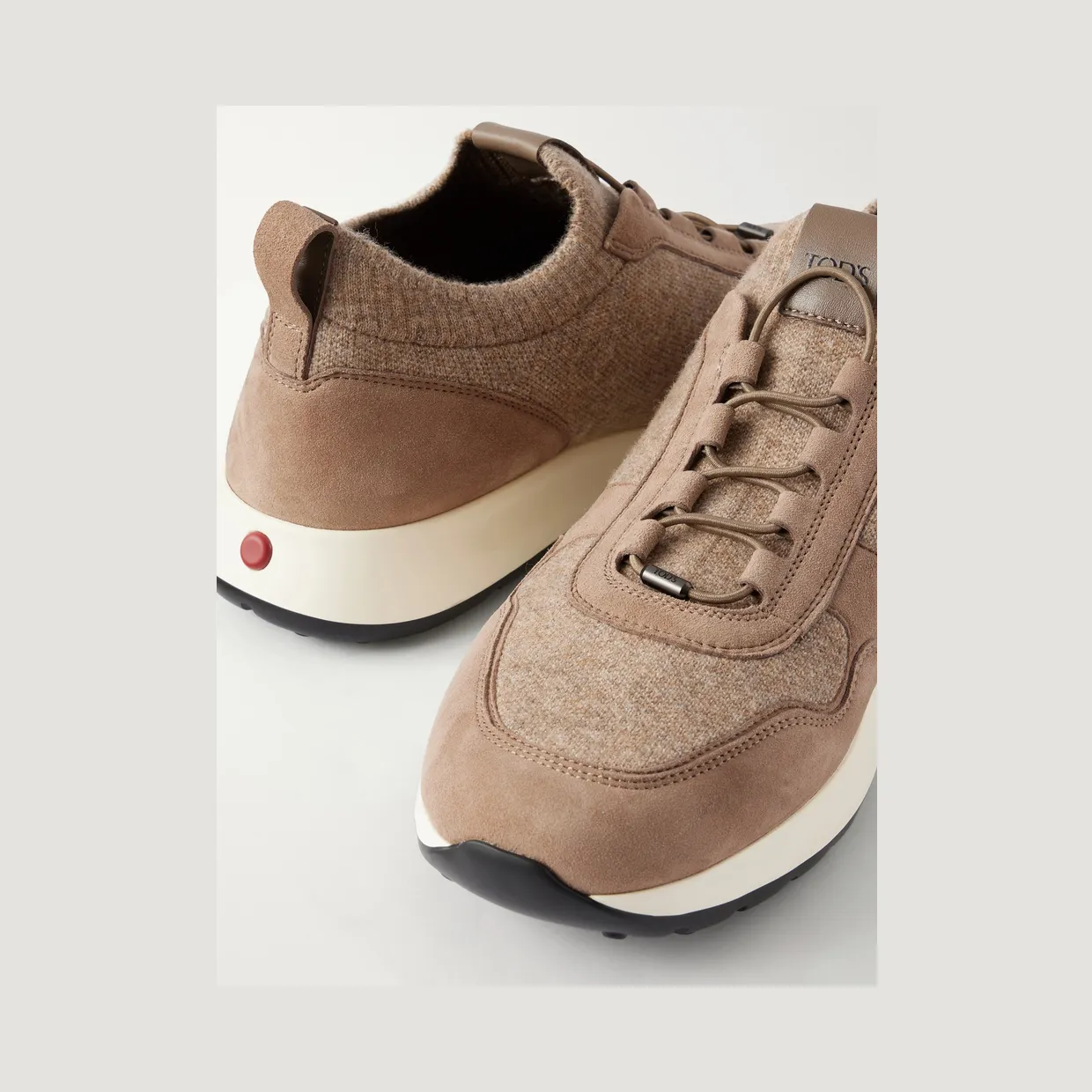 Tod’s Suede-Trimmed Wool-Knit Sneakers Beige (XXM79K0KN80VKM) (5)