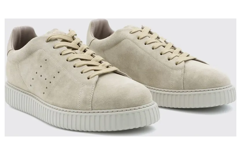 Hogan H-Stripes Suede Sneakers with Perforated H Logo Beige (HXM6770GF5FUHOC803)