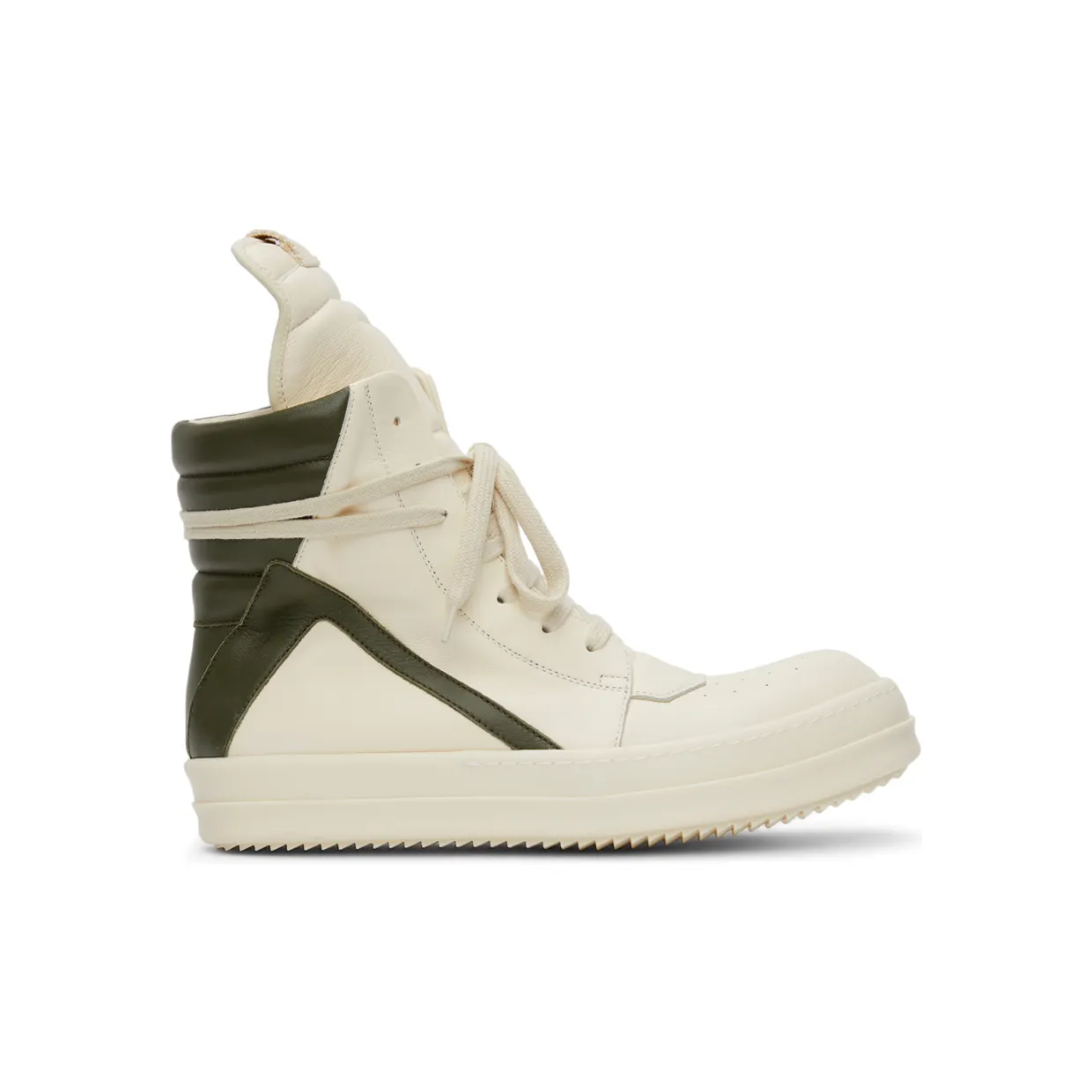 Rick Owens Off-White & Green Geobasket Sneakers (RU02A5894 LPO)