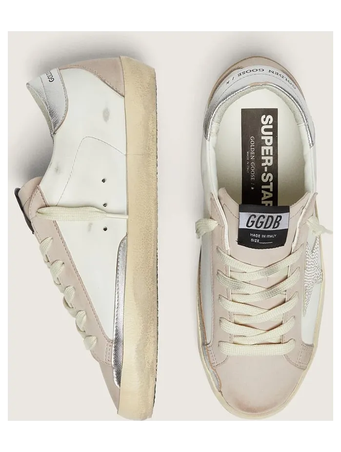Golden Goose Women’S Super-Star In White And Powder-Pink Leather With Silver Swarovski Crystal Star (GWF00102.F008503.83366) (3)