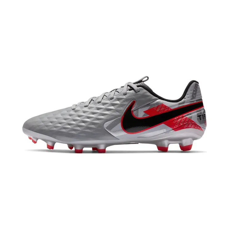 Nike Tiempo Legend 8 Academy MG “Metallic Bomber Grey / Particle Grey / Laser Crimson / Black” (AT5292-906)