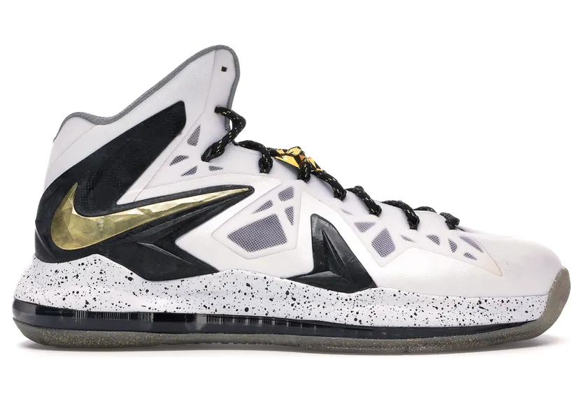 Nike LeBron 10 P.S. Elite+ White Gold Black White/Metallic Gold-Black (579834-100)