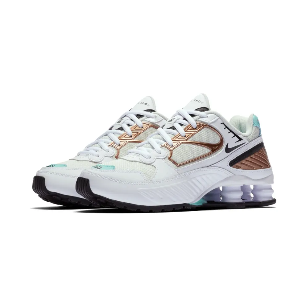 Nike Shox Enigma White Aura Green Rose Gold (W) White/Black-Spruce Aura-Aurora Green (BQ9001-100)