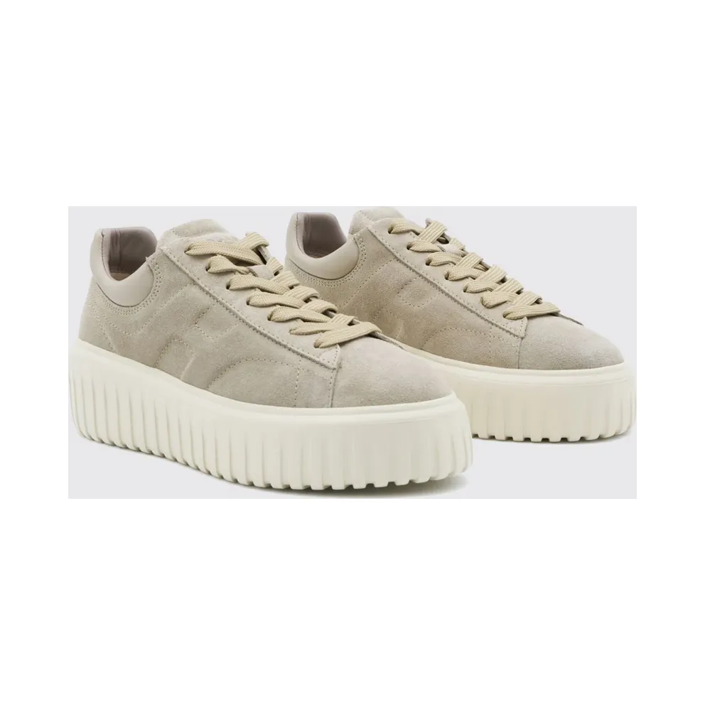 Hogan H-Stripes Suede Platform Sneakers Beige (HXW6450FC6TPJQC803)