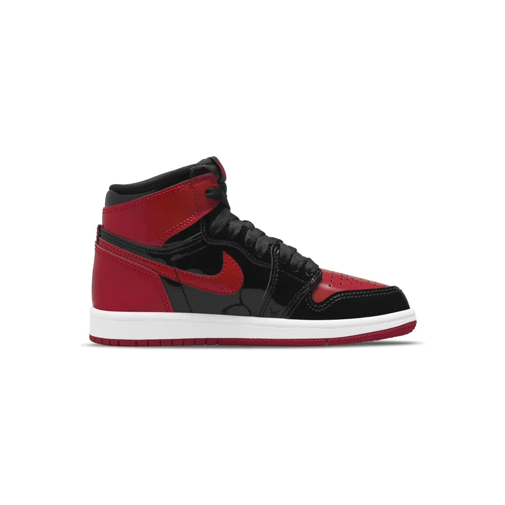 Air Jordan 1 Retro High OG Patent Bred (PS) – “Black / White-varsity Red” (AQ2664-063)