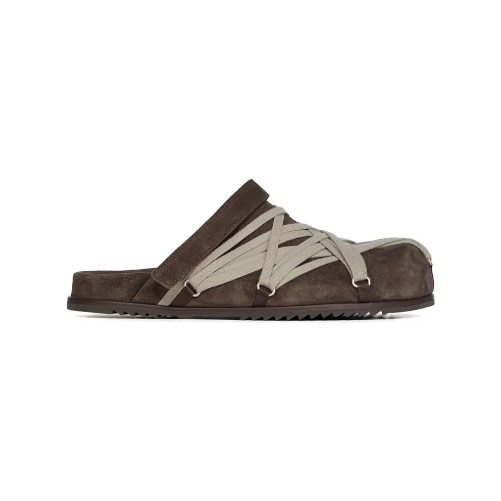 Rick Owens Concordians Megalace Suede Leather Mule Granola Brown (RU02E1813LVSW1-04)