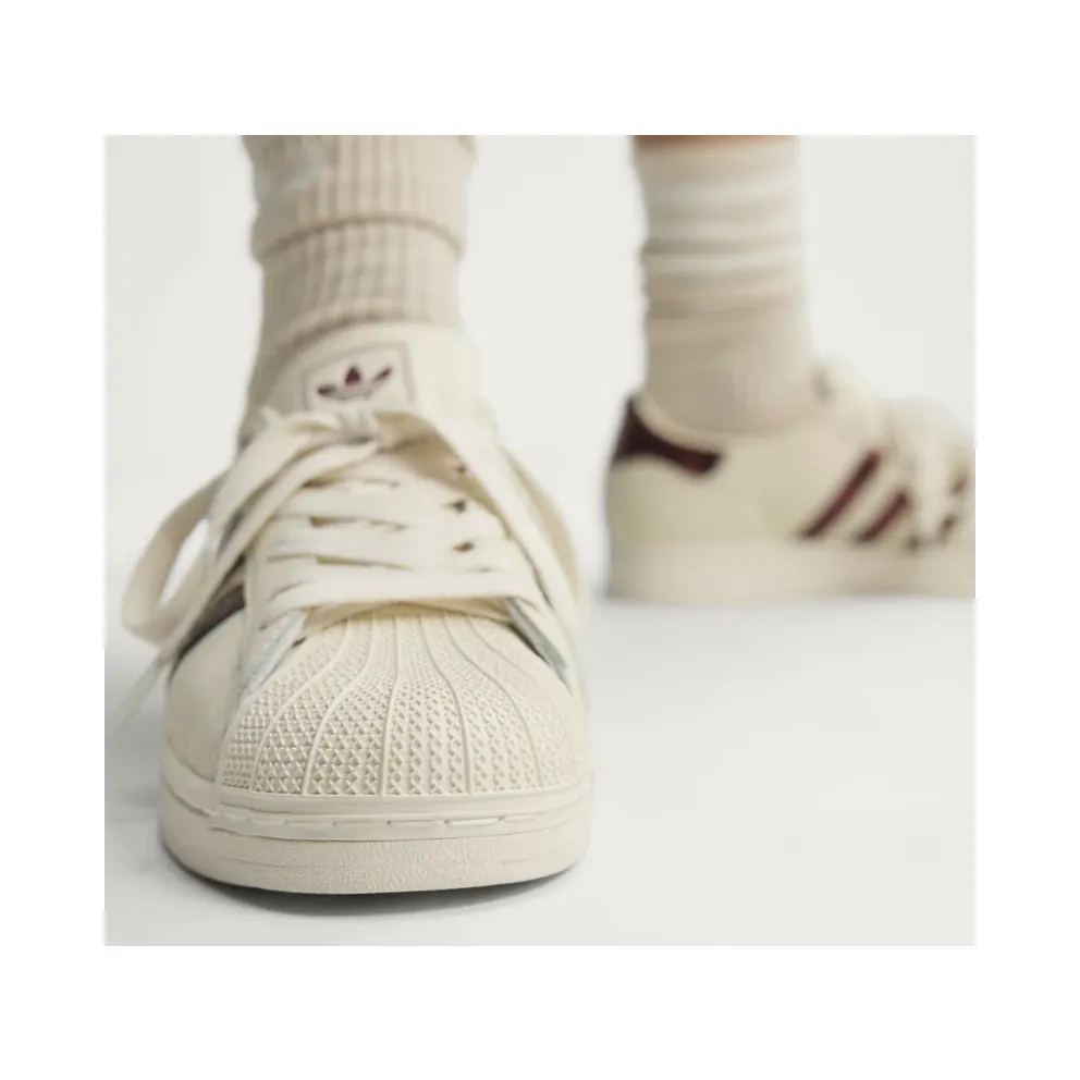 Adidas SUPERSTAR II Shoes Off White / Maroon / Gold Metallic (KJ4692)