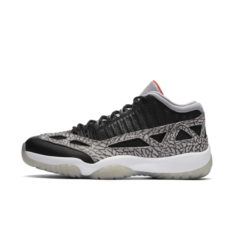 Jordan 11 Retro Low IE Black Cement Black/Fire Red-Cement Grey-White (919712-006)