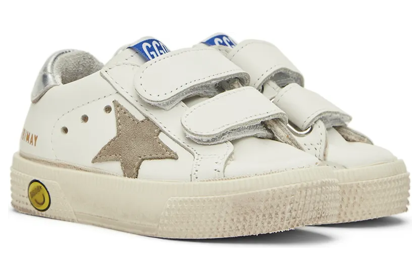 Golden Goose Baby White & Taupe May School Sneakers (GJF00198.F002803.10876) (4)