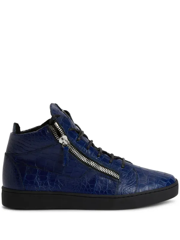 Giuseppe Zanotti Kriss mid-top sneakers with krokodillen-reliëf – Blue (RU10072K47)
