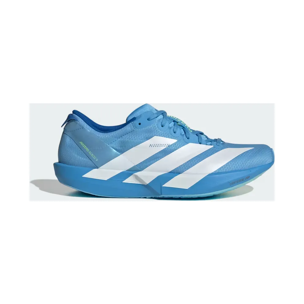 adidas Adizero Adios 9 Running “Blue Burst / Cloud White / Lime Burst” (JQ0767)