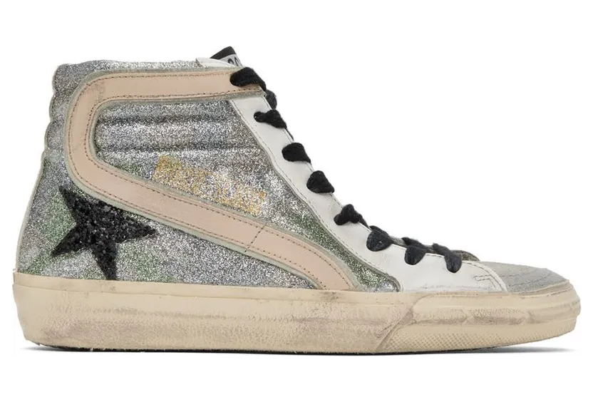 Golden Goose Silver & White Slide Classic High-Top Sneakers (GWF00115.F002572.81535)