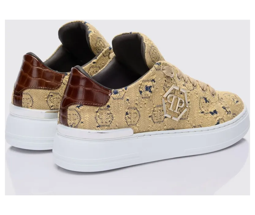 Philipp plein Bleached Denim Sneakers with Hexagon Jacquard Brown (SAFSUSC0917PTE021N04) (2)
