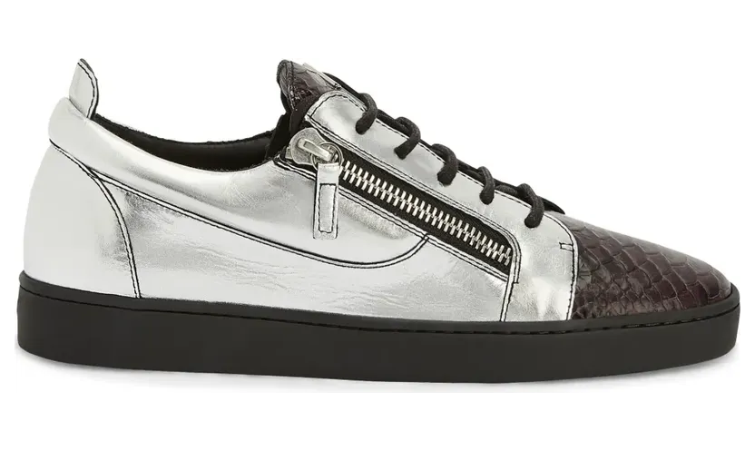Giuseppe Zanotti Frankie Sneakers mit doppeltem Reißverschluss – Silber (RU10071K08)