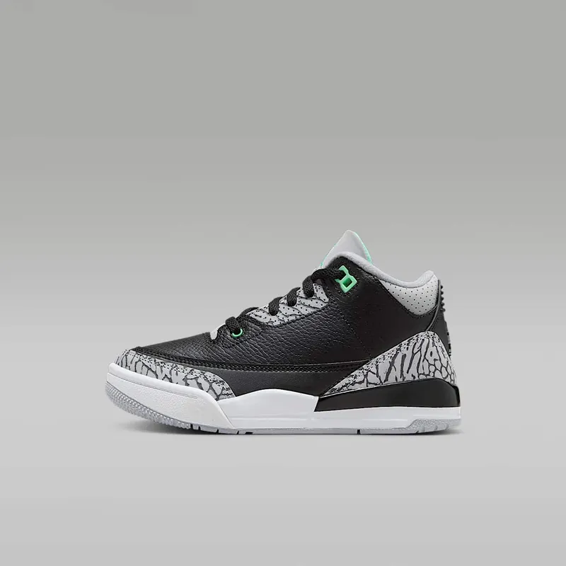 Air Jordan 3 PS “Black / Wolf Grey / White / Green Glow” (DM0966-031)