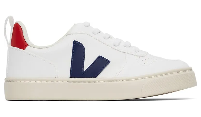Veja Kids White & Navy Vegan V-10 Lace-Up Sneakers (CX0712570)