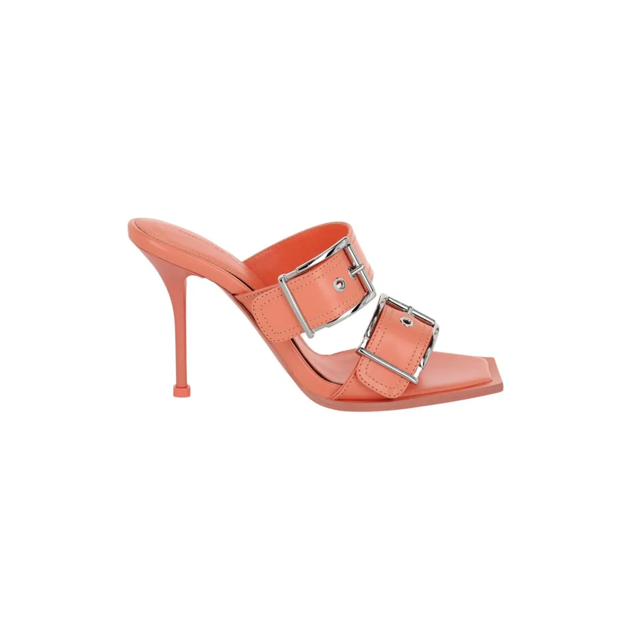 Alexander McQueen Boxcar Leather Heel Sandals Apricot (709990-WHSWD-7876)