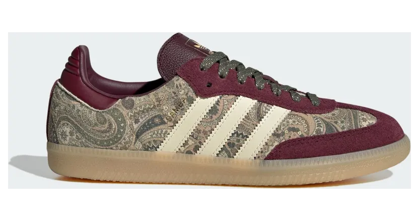 Adidas SAMBA OG X LIBERTY LONDON SCHOENEN Maroon / Warm Vanilla / Olive Strata (KH9802)