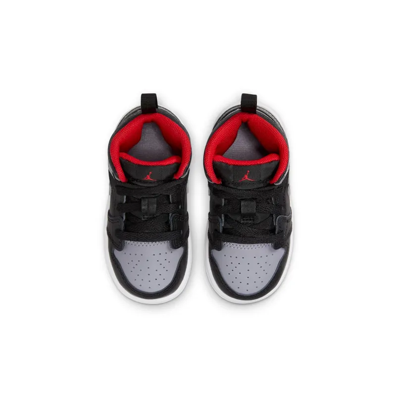 Jordan 1 Mid TD “Black/Cement Grey-fire Red-white” (DQ8425-006)