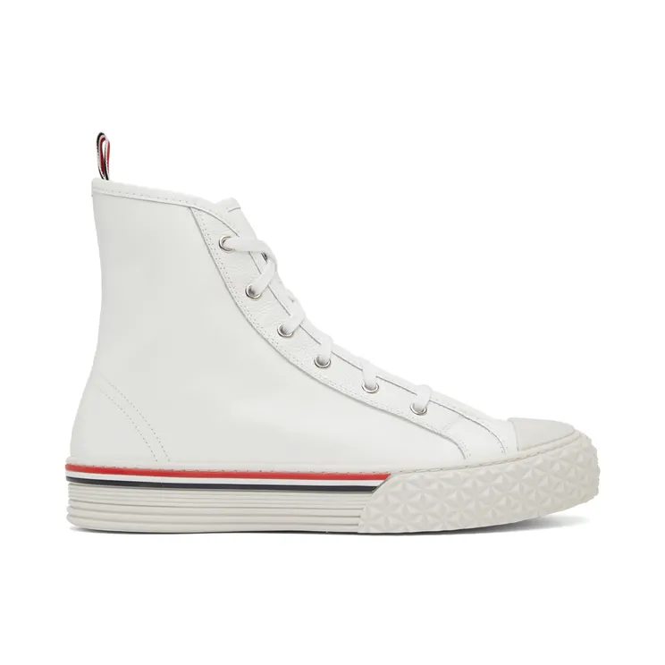 Thom Browne White Collegiate High Top Sneakers (MFD243E-05584)