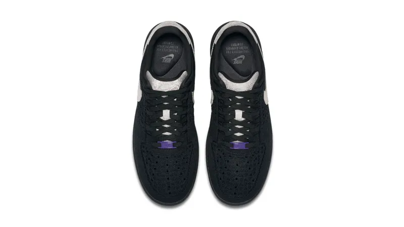 Nike Air Force 1 Flyknit Low Black Metallic Silver Black/Metallic Silver-Black (908670-001)