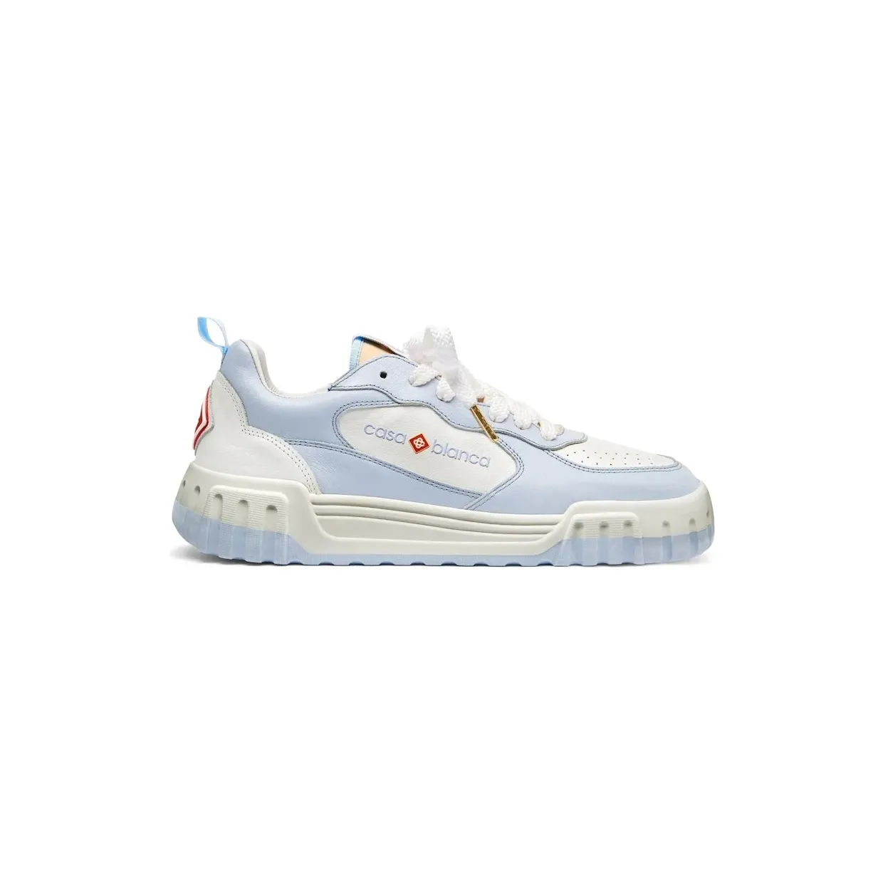 Casablanca Leather Court White Powder Blue (APF24-SNK-017-02W)