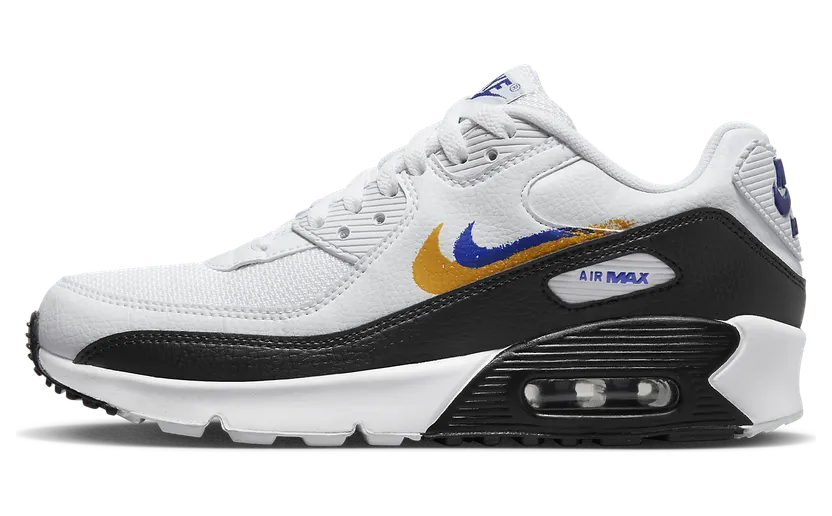 Nike Air Max 90 GS “Double Swoosh White Black Gold Royal” (FJ4592-100)